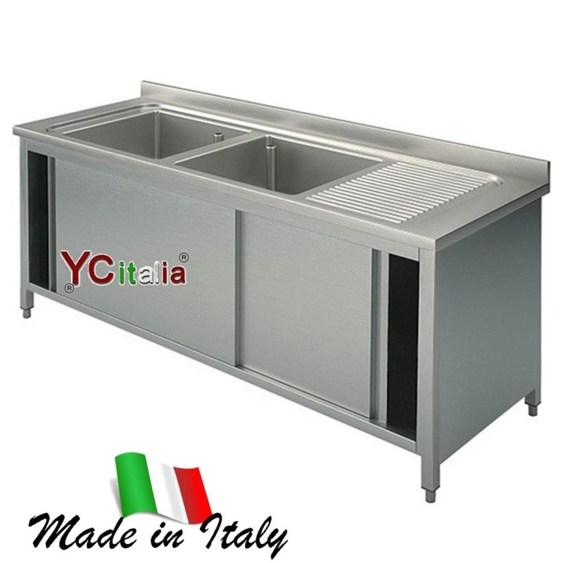 Lavello inox armadiato 700 due vasche e sgocciolatoio791,00 €791,00 €Lavelli armadiati inoxF.A.R.H. Snc Di Bottacin Antonio & C