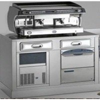 Banchi inox con cassetti e tramoggia per raccolta caffè